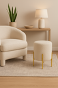 Ver imagem 2 de Puff Orgânico Boucle Thor com Pés de Ferro Dourado - 7 Decor Preto