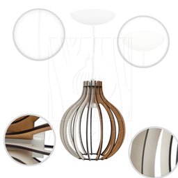 Pendente Luminária Bali E27 Madeira Bancada Moderno 3 Un:branco - 6