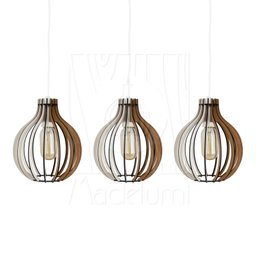 Pendente Luminária Bali E27 Madeira Bancada Moderno 3 Un:branco - 4