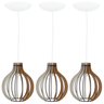 Pendente Luminária Bali E27 Madeira Bancada Moderno 3 Un:branco - 1