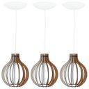 Ver imagem 1 de Pendente Luminária Bali E27 Madeira Bancada Moderno 3 Un:branco