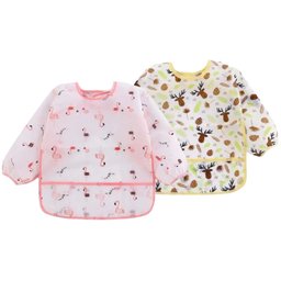 Babador Manga Longa Impermeável Blw Kit 2unds Alce Flamingo Baby Babador Blw, Babador Manga Longa, B - 2