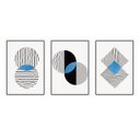 Ver imagem 1 de kit com 3 Quadros Decorativos Abstratos com Moldura e Vidro para Sala Quarto Escritório e Clínica 72
