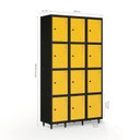 Ver imagem 2 de Armário Roupeiro Locker de Aço com 12 Portas Amarelo e Preto 193x105cm Isma