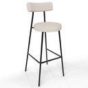 Ver imagem 3 de Kit 03 Banquetas Altas Bar Cozinha Sala De Jantar Estrutura Em Aço Milão F01 Linho Bege - Lyam