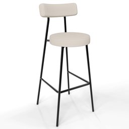 Kit 03 Banquetas Altas Bar Cozinha Sala De Jantar Estrutura Em Aço Milão F01 Linho Bege - Lyam - 3