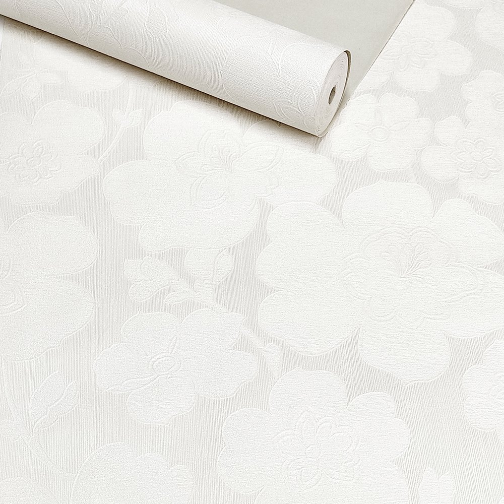 Papel de Parede Italiano Floral Off-White Vinílico 10 m - Coleção Italian Select - 39005