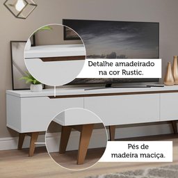 Rack para Tv até 75 Polegadas Madesa Reims 2 Portas 1 Gaveta - Branco - 9