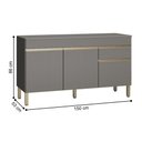 Ver imagem 4 de Balcao 3 Portas C/ Gaveteiro 1,50 Line C/ Tampo Gris