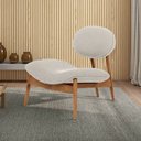 Ver imagem 2 de Poltrona Decorativa Yves Base Madeira Castanho Linho Off White - Nexta Casa