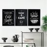 Kit 3 Quadros Cantinho do Café Tipografia Giz 24x18cm:madeira Branca - 1