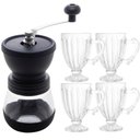 Ver imagem 1 de Conjunto Moedor Manual de Café e 4 Xícaras de Café Curto Expresso 100ml Cristal Lyor