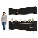Ver imagem 5 de Armário de Cozinha Modulado de Canto Direito 5 Peças Cp44 Balcão com Tampo Preto - Lumil Lumil Móvei