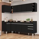 Ver imagem 2 de Armário de Cozinha Modulado de Canto Direito 5 Peças Cp44 Balcão com Tampo Preto - Lumil Lumil Móvei