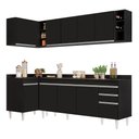 Ver imagem 1 de Armário de Cozinha Modulado de Canto Direito 5 Peças Cp44 Balcão com Tampo Preto - Lumil Lumil Móvei