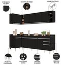 Ver imagem 3 de Armário de Cozinha Modulado de Canto Direito 5 Peças Cp44 Balcão com Tampo Preto - Lumil Lumil Móvei