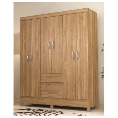 Guarda Roupa Flash 6 Portas e 02 Gavetas Amendoa