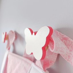 4 Ganchos de Parede Borboleta e Flor Infantil Bolsa Mochila:rosa - 3