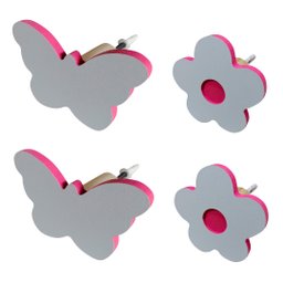 4 Ganchos de Parede Borboleta e Flor Infantil Bolsa Mochila:rosa - 1