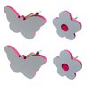 4 Ganchos de Parede Borboleta e Flor Infantil Bolsa Mochila:rosa - 1