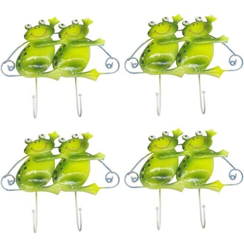 Gancho Metal Sapinho Duplo Kit 4 Unidades Enfeite Decoraçao Parede Pendura Chave Bone Bolsa Cabide