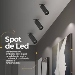Spot Led Embutir Preto 5w Direcionável para Teto Bivolt - 6