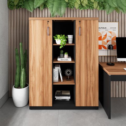 Armário Alto Escritório 120cm 2 Portas 9 Prateleiras F5