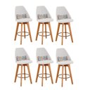 Ver imagem 1 de Kit 06 Banquetas Linho Bege E Almofada Folhas