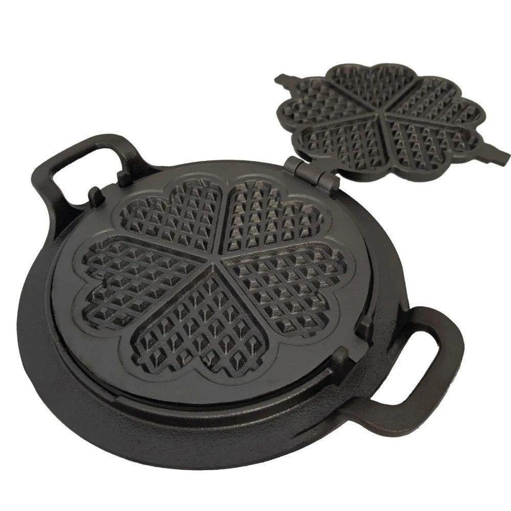 Forma pra Fazer Waffle Alça Ferro Fundido Fogão a Lenha 24cm - 2