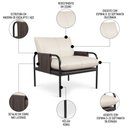 Ver imagem 3 de Poltrona Decorativa Estilo Industrial Lina L07 Couro Branco/preto - Mpozenato