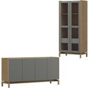 Ver imagem 1 de Cristaleira 2p 1g Vidro Balcao Buffet 4p Oak Ferrolack Milani Store