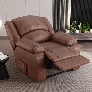 Poltrona do Papai Reclinável Sala de Cinema Madrid Power Touch Massagem USB PU Marrom Brilho G26 Gra