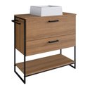 Ver imagem 7 de Gabinete para Banheiro com Porta Basculante e Cuba 80 Cm Cor:preto com Mel