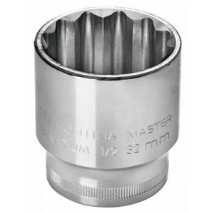 Soquete Estriado 32 Mm Encaixe 1/2´´ com Acabamento Cromado