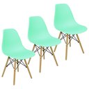 Ver imagem 1 de Kit 3 Cadeiras Charles Eames Eiffel Wood Design - Verde Claro