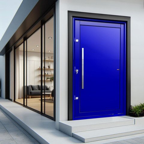Porta Pivotante Lambril com Puxador Elite 240x130 Abertura Esquerda Azul Brimak
