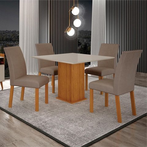 Sala de Jantar 4 Cadeiras 100%mdf 90x90 Natal Arbo Design