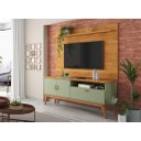 Ver imagem 1 de Rack + Painel Si Estilo Retrô 1.40m para Tv até 55'' Polegadas Cor Alecrim / Cinamomo