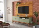 Ver imagem 1 de Rack + Painel Si Estilo Retrô 1.40m para Tv até 55'' Polegadas Cor Alecrim / Cinamomo