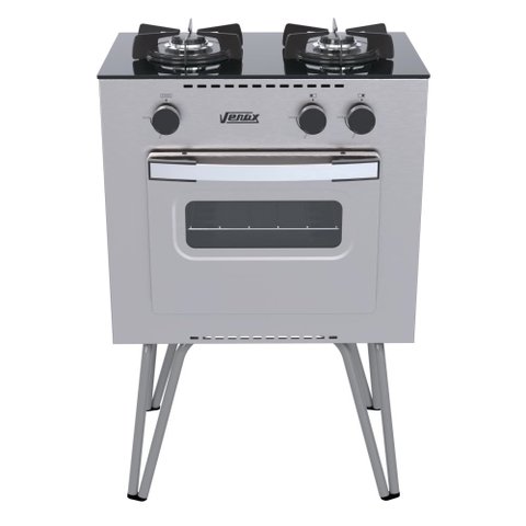 Fogão 2 Bocas Venax Mini Cook Gás GLP Bivolt Inox SE