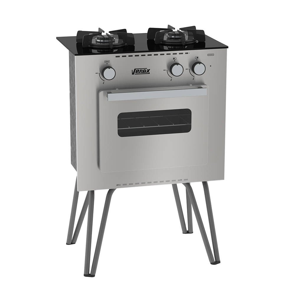Fogão 2 Bocas Venax Mini Cook Gás GLP Bivolt Inox SE | MadeiraMadeira