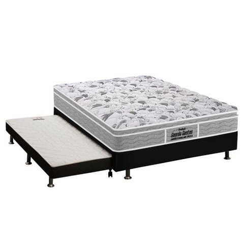 Cama Box c/Auxiliar Casal: Colchão Ortopédico Probel D45 EP Guarda Costas Plus + Base CRC Courano Bl