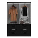 Ver imagem 3 de Guarda-roupa Solteiro Veneza 2 Portas 6 Gavetas Black - Evidência Móveis