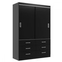 Ver imagem 2 de Guarda-roupa Solteiro Veneza 2 Portas 6 Gavetas Black - Evidência Móveis