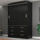 Ver imagem 1 de Guarda-roupa Solteiro Veneza 2 Portas 6 Gavetas Black - Evidência Móveis