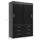 Ver imagem 4 de Guarda-roupa Solteiro Veneza 2 Portas 6 Gavetas Black - Evidência Móveis