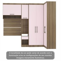 Quarto de Canto Solteiro com Guarda Roupas Cabeceira e Mesa de Cabeceira Paris Luciane Móveis - 3