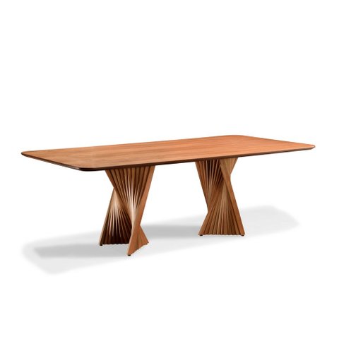 Mesa de Jantar Toronto 08 Lugares 220cm X 105cm, Base em Madeira Maciça e Tampo Amadeirado