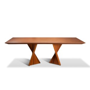 Mesa de Jantar Toronto 08 Lugares 220cm X 105cm, Base em Madeira Maciça e Tampo Amadeirado