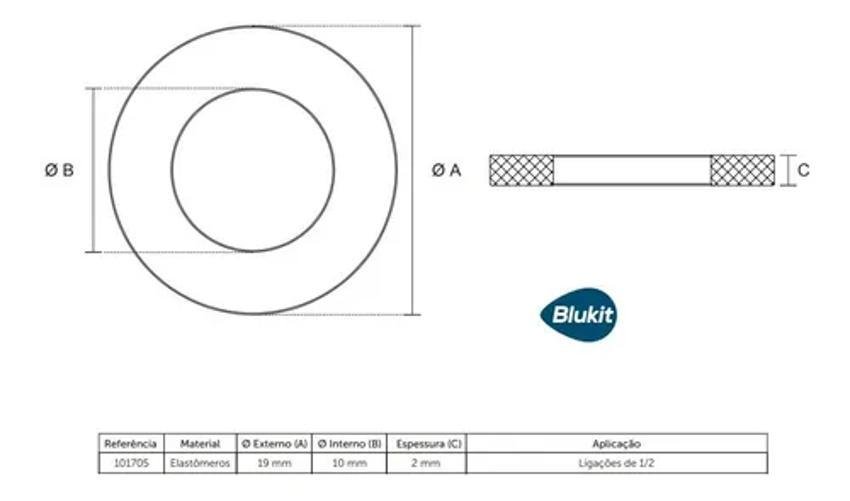Kit 20 Vedante Anel de Borracha P Engate Flexivel 1/2 Blukit - 2